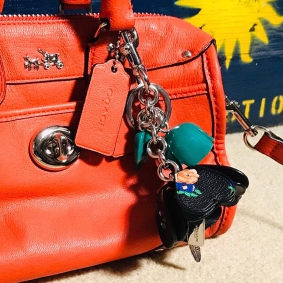 COACH tea rose Ltd Ed bag charm keychain